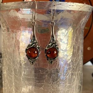 Sterling silver amber earrings
